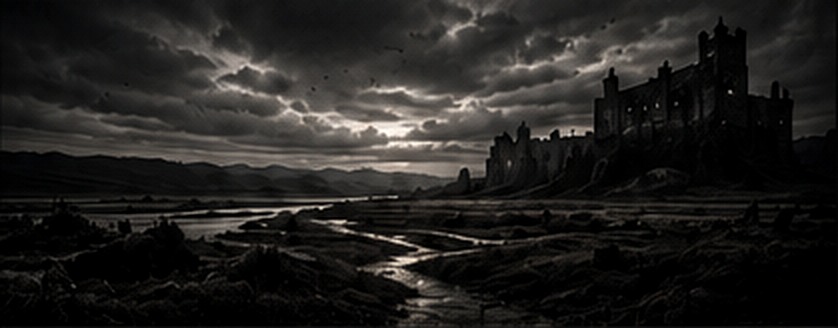 Dark gothic castle landscape